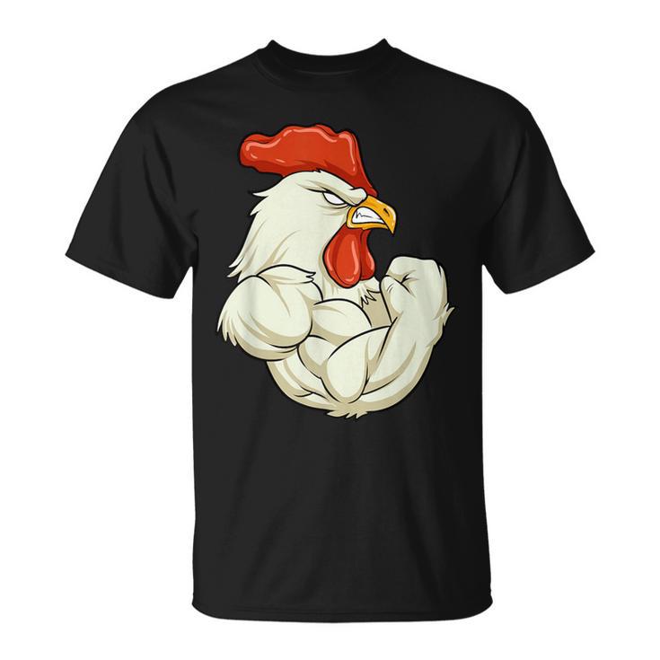 Rooster At The Gym Muscle Fitness Training Bodybuilder T-Shirt