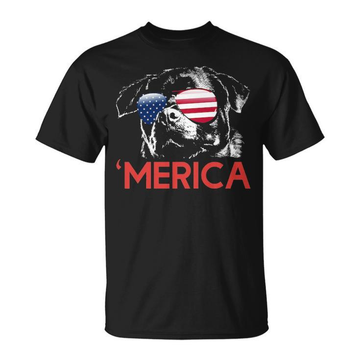 Rottweiler American Flag 4Th Of July T-Shirt
