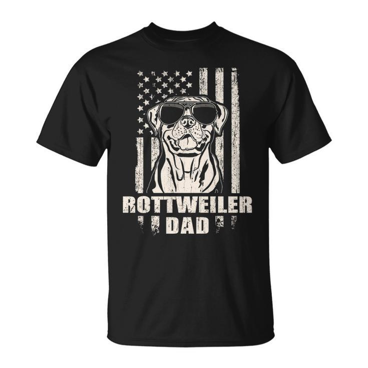 Rottweiler Dad Cool Vintage Retro Proud American T-Shirt