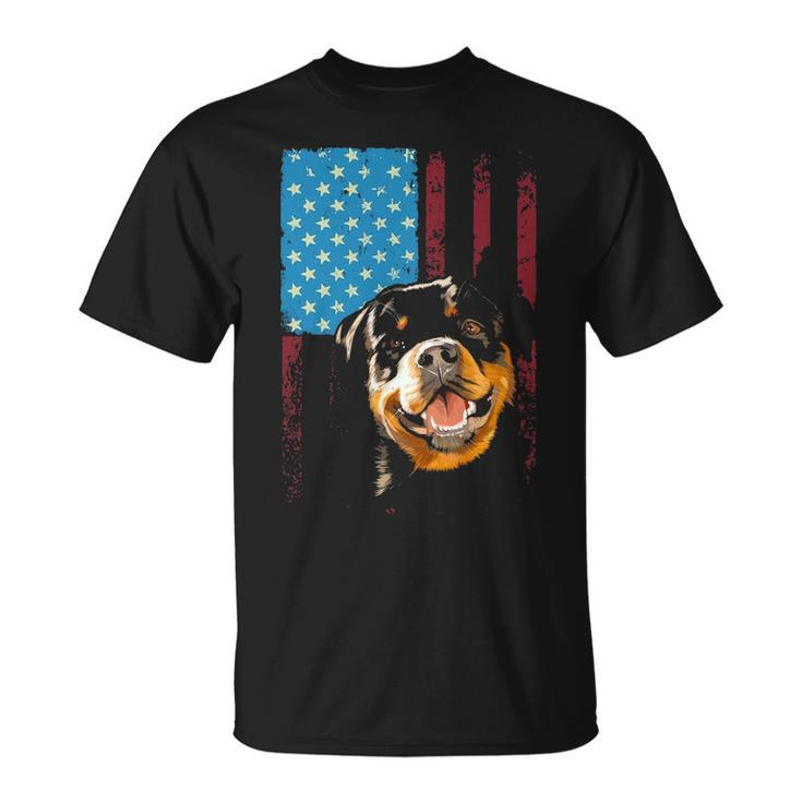 Rottweiler Usa American Flag  Patriotic Dog Rottweiler T-Shirt