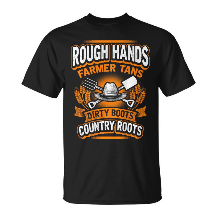 Rough Hands Farmer Tans Farmers Farming Backside T-Shirt