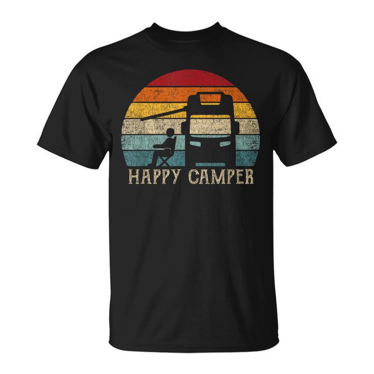 Rv Camping 70S 80S Retro Happy Camper T-Shirt
