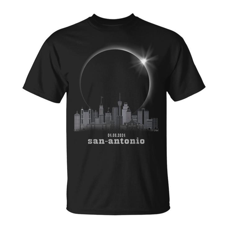 San Antonio Tx Skyline Silhouette Total Solar Eclipse 2024 T-Shirt