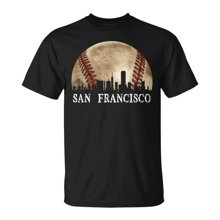 San Francisco Skyline City Vintage Baseball Lover T-Shirt