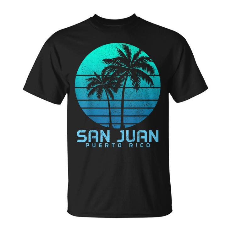 San Juan Puerto Rico Vintage Palm Trees Beach Souvenir Pride T-Shirt