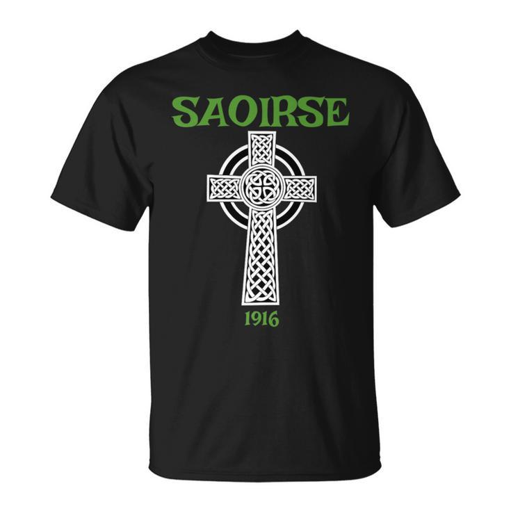 Saoirse Meaning Freedom Irish Republican With Celtic Cross T-Shirt
