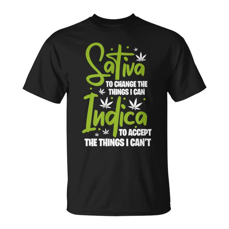 Sativa To Change The Things I Can Indica Cannabis Weed Leaf T-Shirt