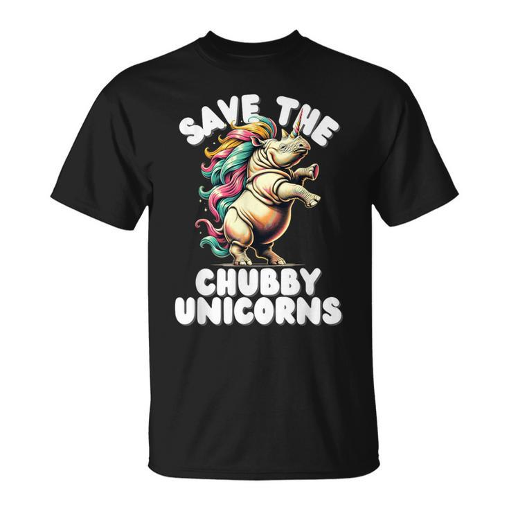 Save The Chubby Unicorn Rhino Colorful  T-Shirt