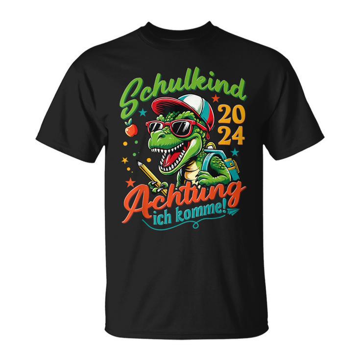 Schulkind 2024 T-Rex Dino Achtung Ich Komme Einschulung T-Shirt