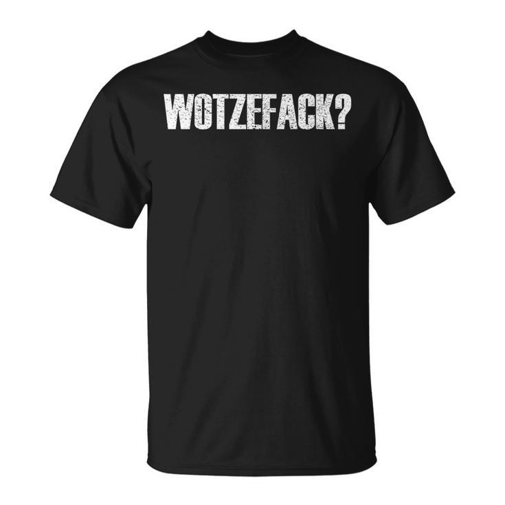 Schwarzes T-Shirt WOTZEFFACK? Aufdruck in Weiß, Lustiges Statement-Shirt
