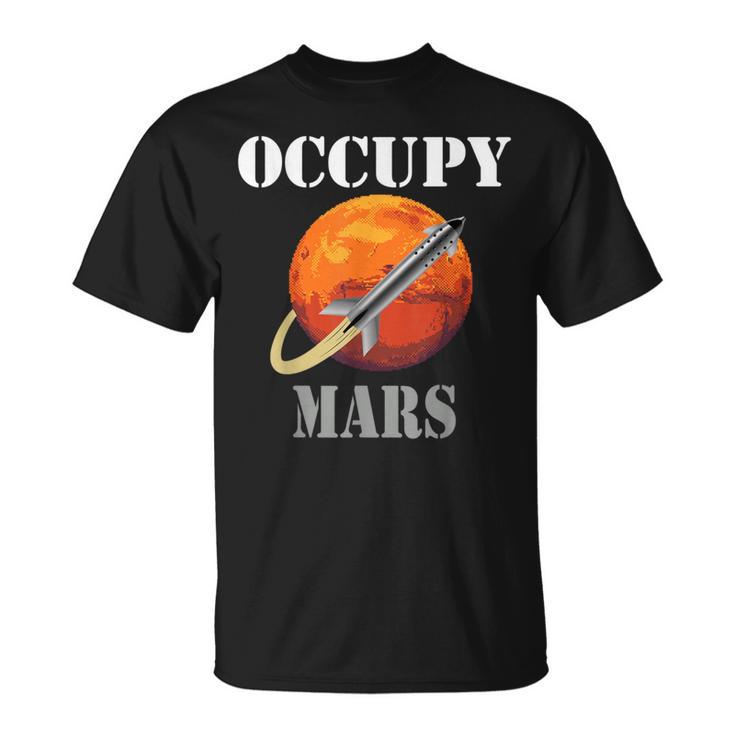 Sci-Fi Space Interstellar Rocket Starship Occupy Mars T-Shirt