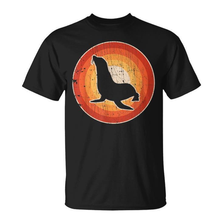 Sea Lion Retro Vintage 60S 70S Sunset Seal Animal Lovers T-Shirt