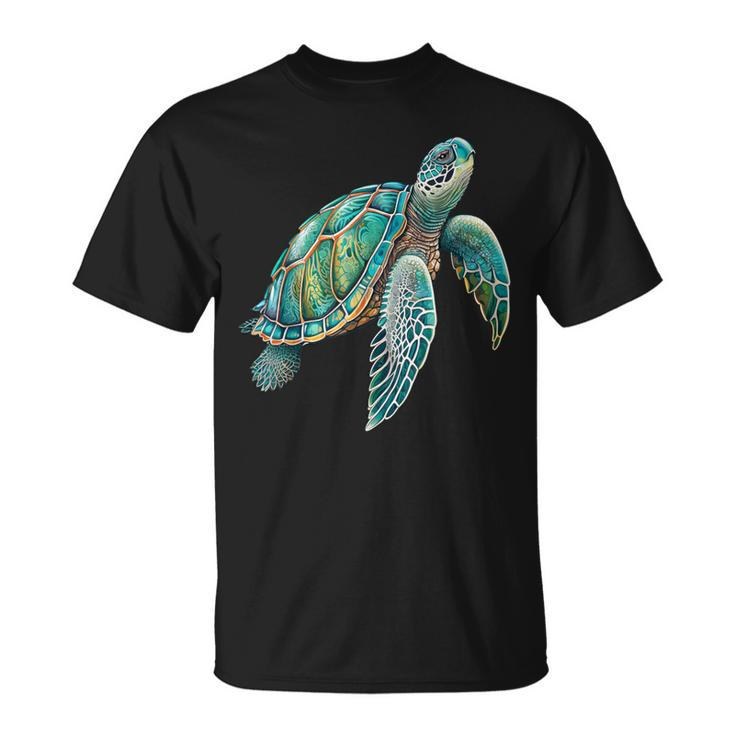 Sea Turtle Beach Lover Ocean Animal Graphic Novelty Womens T-Shirt