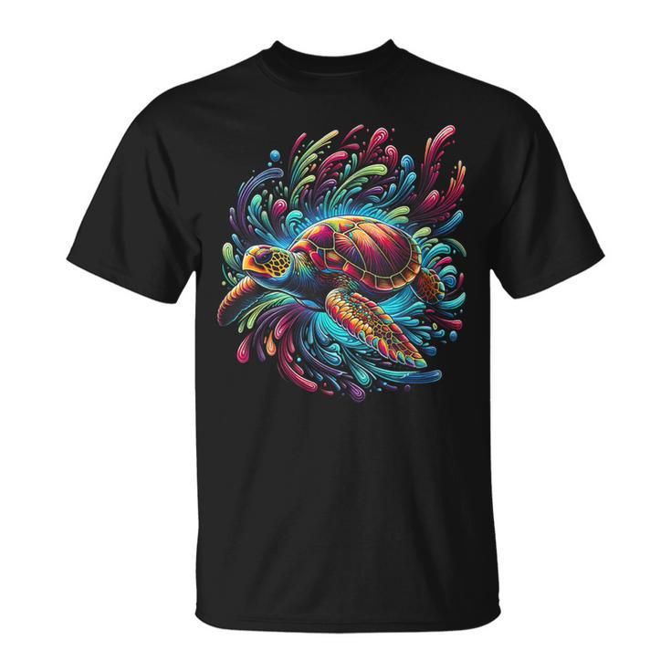 Sea Turtle Beach Lover Ocean Animal Graphic Novelty Womens T-Shirt
