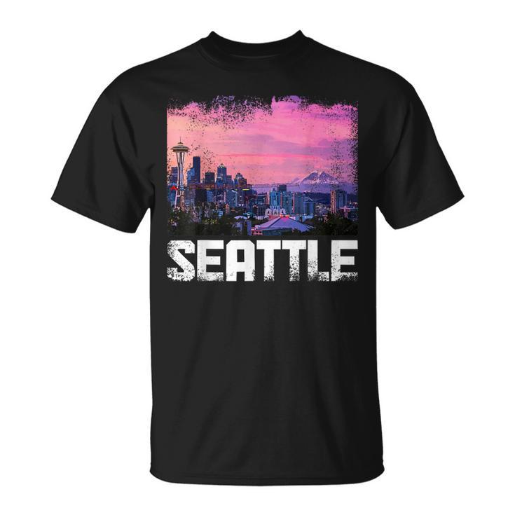 Seattle Washington Skyline Pnw Vintage Pride T-Shirt