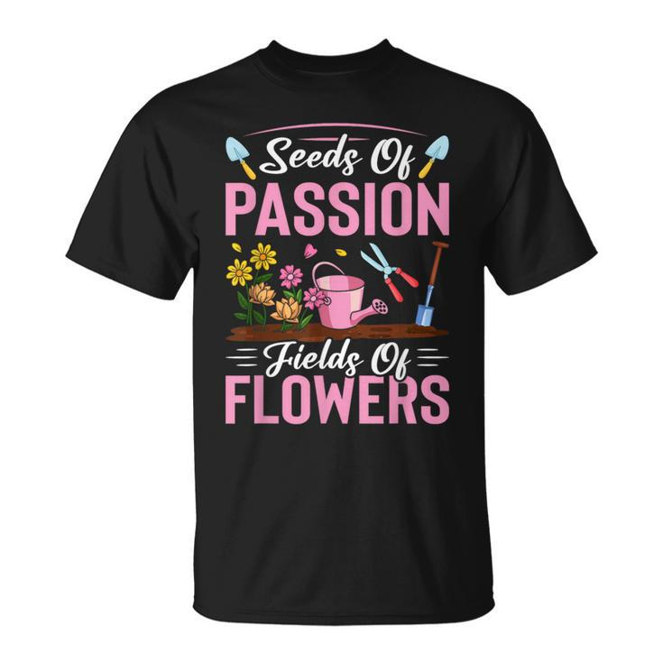Seed Of Flowers-Fields Of Flowers Gardener Trimmer Landscape T-Shirt
