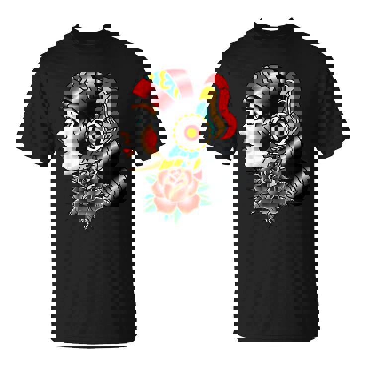 Señora Cabeza Americana Tatuaje Tradicionalieja Camiseta unisex
