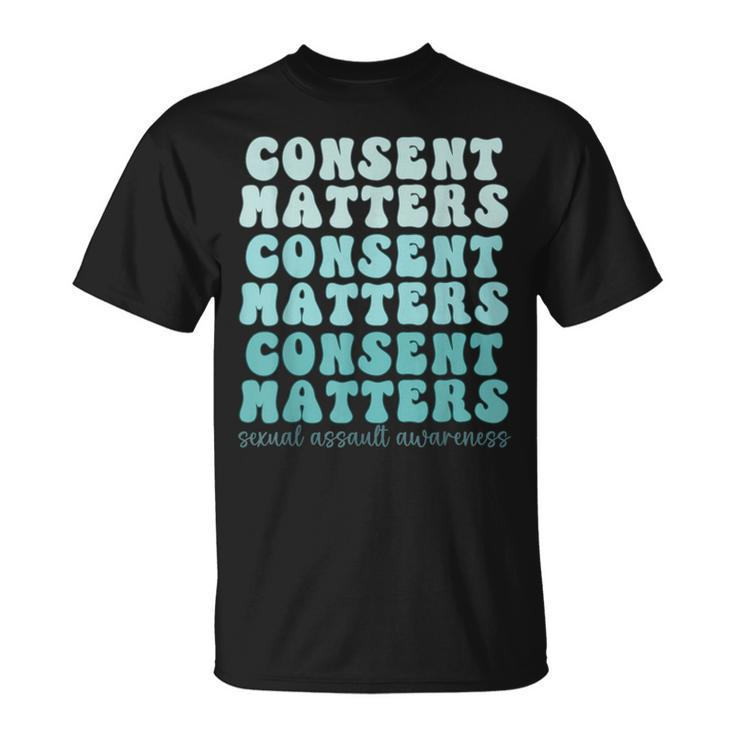 Sexual Assault Awareness Month Consent Matters Teal Ribbon T-Shirt