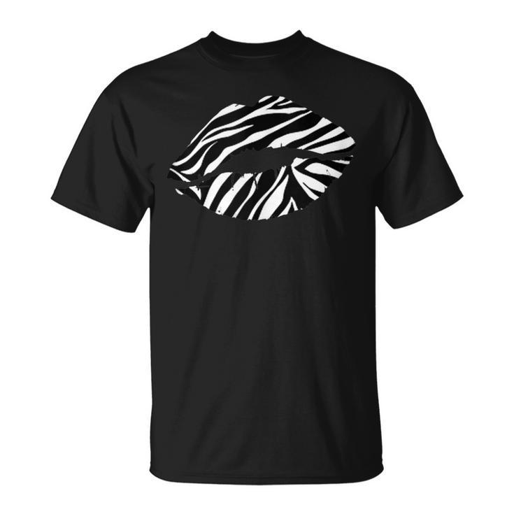 Sexy Wild Zebra Lips Cool Animal Print Trendy Graphic T-Shirt