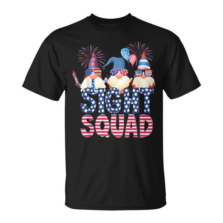 Sight Squad 4Th Of July American Flag Sunglasses Gnomes T-Shirt