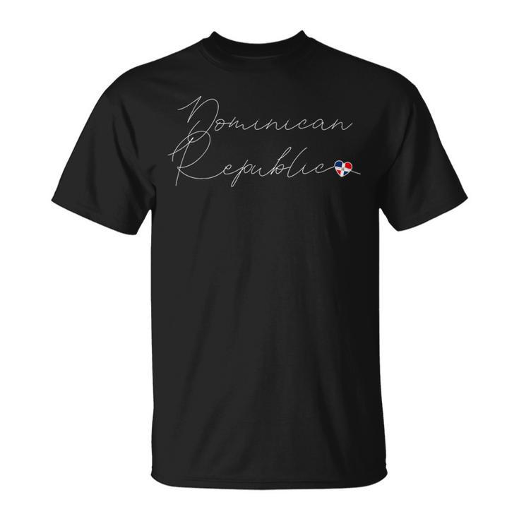 Simple Love Dominican Flag Heart On Dominican Republic T-Shirt