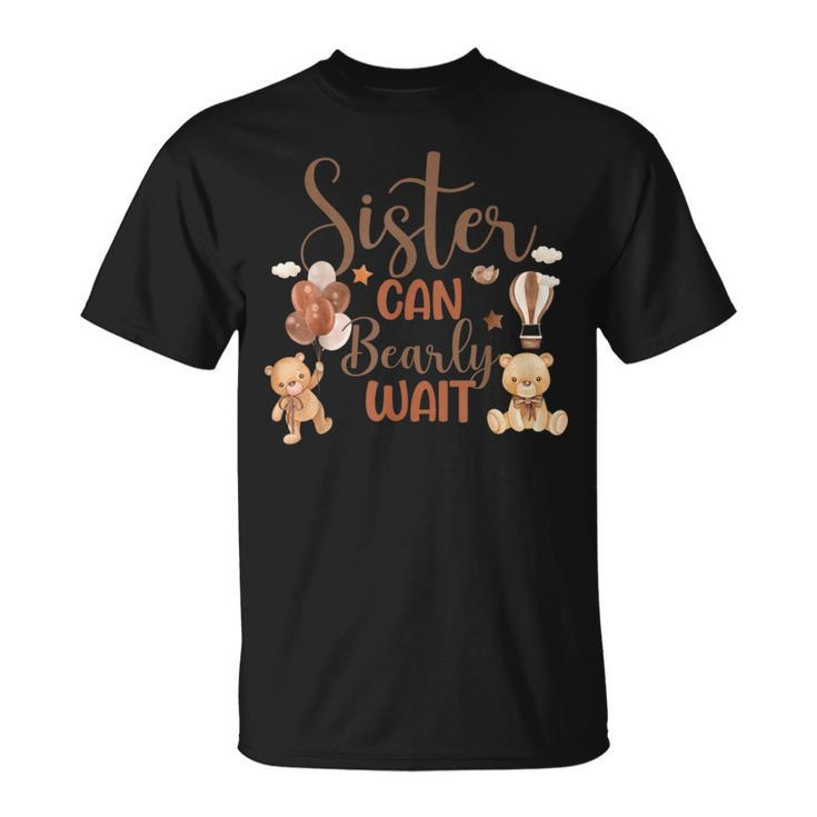 Sister Can Bearly Wait Bear Gender Neutral Boy Baby Shower T-Shirt