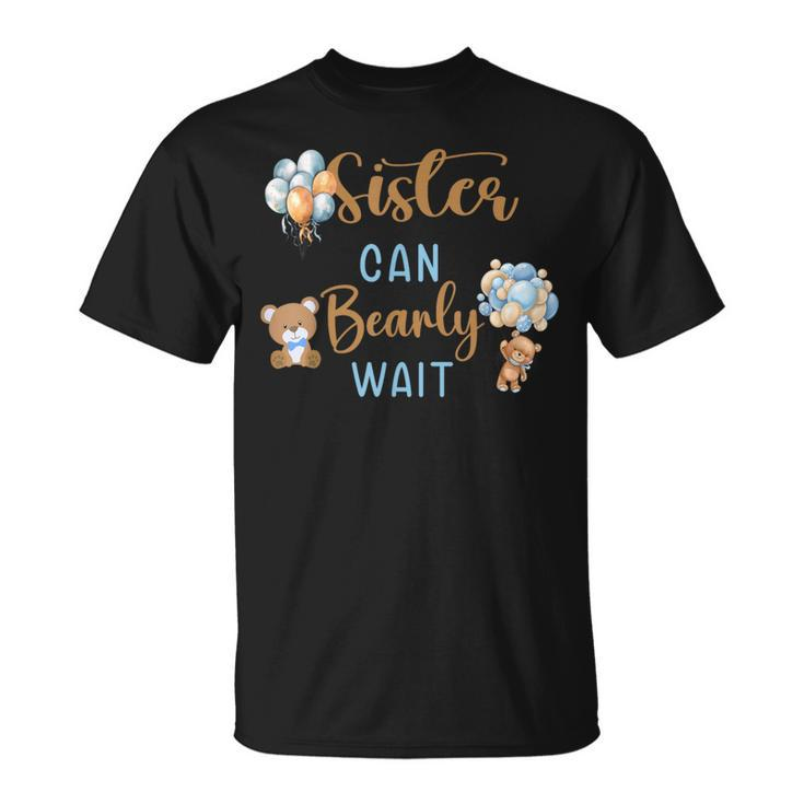 Sister Can Bearly Wait Gender Neutral Baby Shower Matching T-Shirt