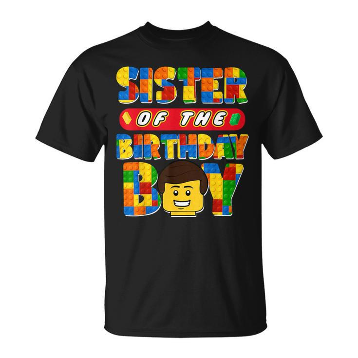 Sister Of The Birthday Boy Building Brick Family Matching T-Shirt