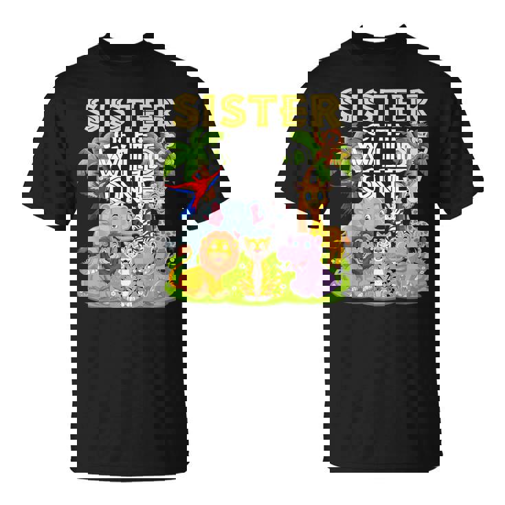 Sister Of The Wild One 1St Birthday Zoo Animal Safari Jungle T-Shirt Sister Of The Wild One 1St Birthday Zoo Animal Safari Jungle T-Shirt