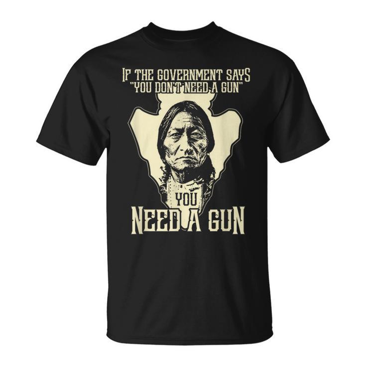 Sitting Bull Chief Gun Retro Arrow Head T-Shirt