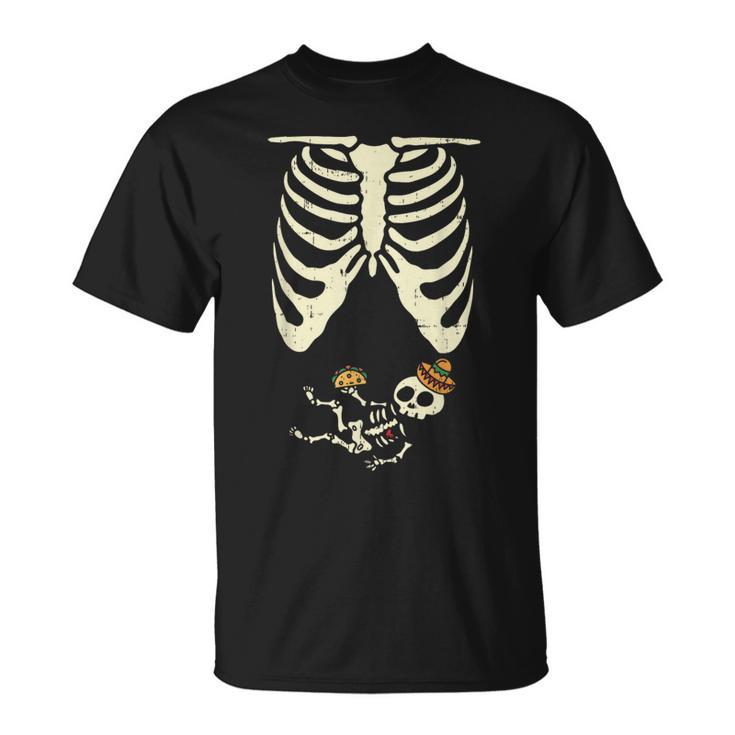 Skeleton Pregnancy Announcement Mexican Baby Reveal Shower T-Shirt