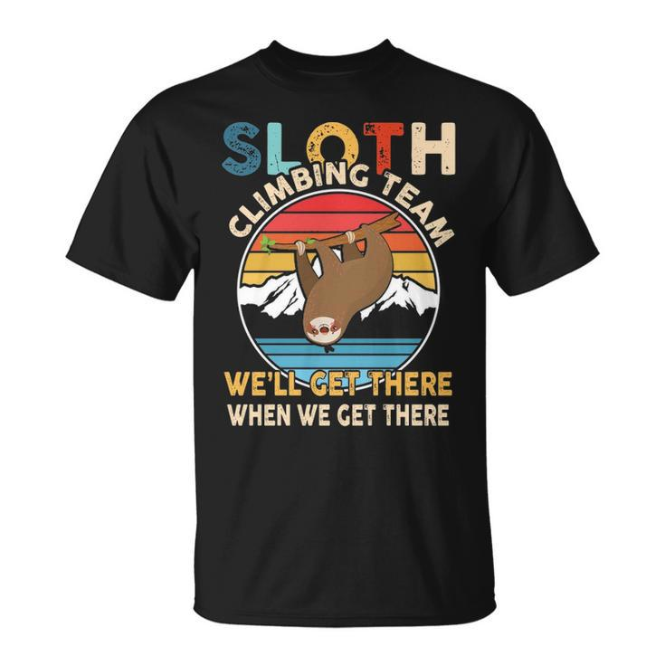 Sloth Climbing Team Retro Vintage Hiking Climbing T-Shirt