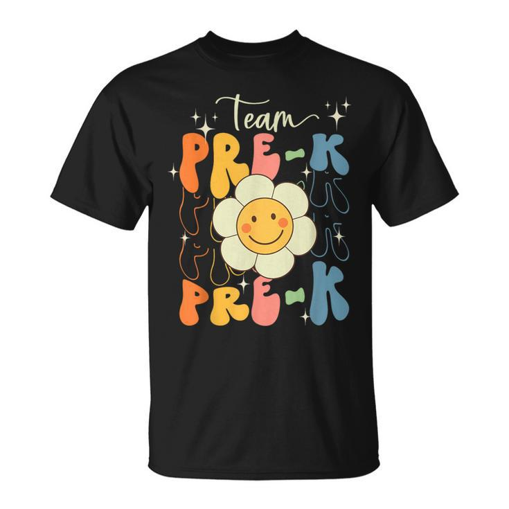 Smile Face First Day Of Team Prek Back To School Groovy T-Shirt