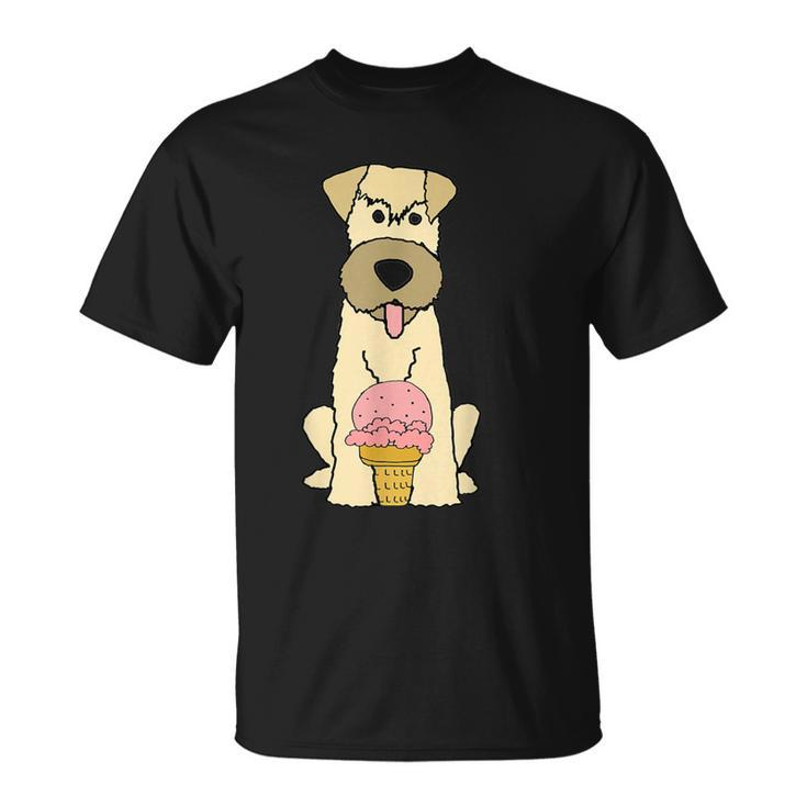 Smilepetsa Wheaten Terrier Dog With Ice Cream T-Shirt