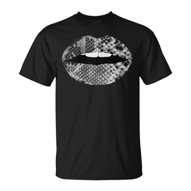 Snakeskin Lips Snakes Print Kiss Mouth T-Shirt