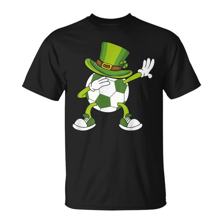 Soccer Boy St Paddys Day Leprechaun Hat Dabbing Soccer Ball T-Shirt