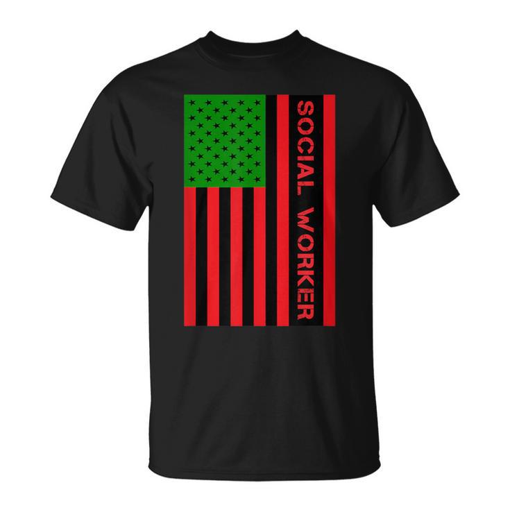 Social Worker Unia Flag Pan African American Flag Junenth T-Shirt