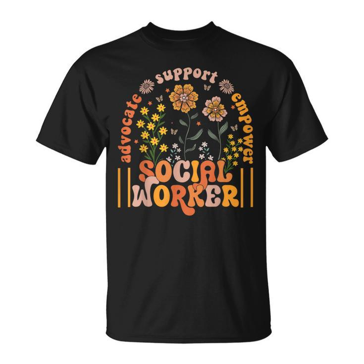 Social Worker Social Work Month Work Love Groovy T-Shirt