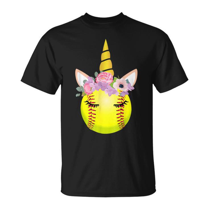 Softball Unicorn Unicorn Lover For Girls T-Shirt