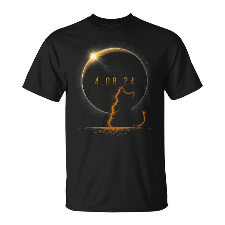 Solar Cat Eclipse View Totality April 8 2024 Astronomy Cat T-Shirt