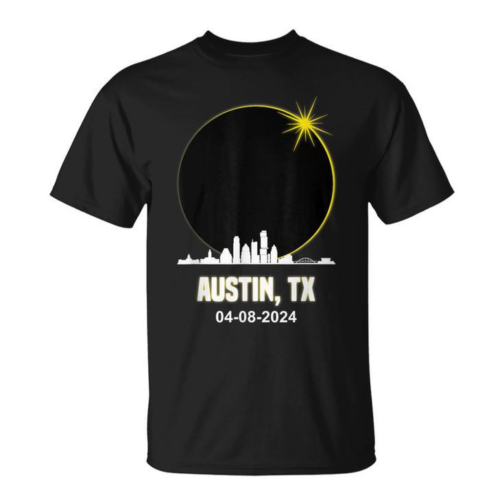 Solar Eclipse 2024 Austin Skyline Texas Total Solar Eclipse T-Shirt