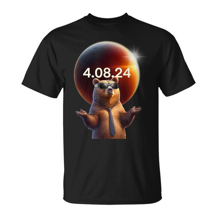 Solar Eclipse 2024 Bear Wearing Solar Eclipse Glasses T-Shirt