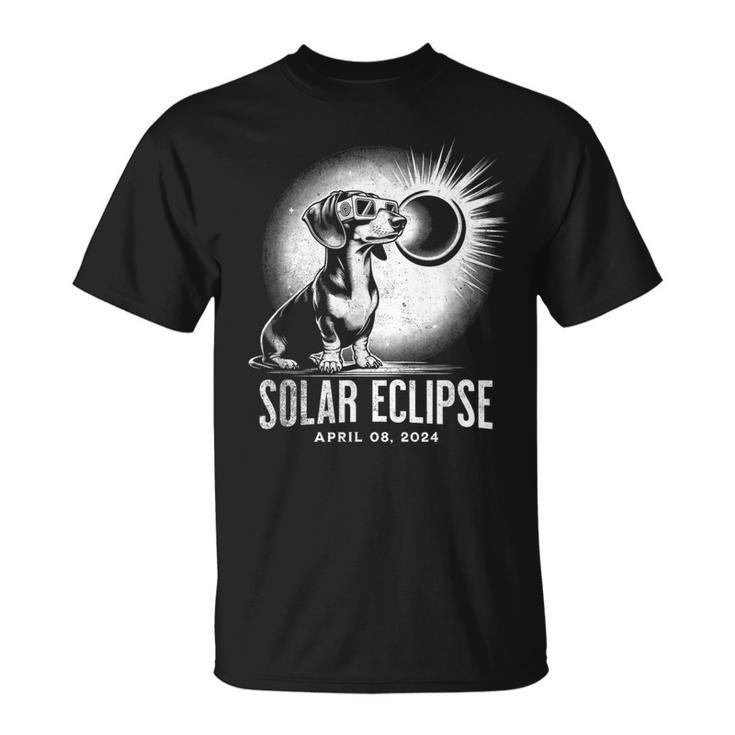 Solar Eclipse 2024 Dachshund Wearing Glasses T-Shirt