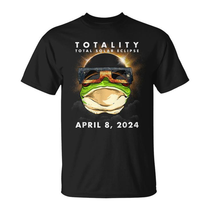 Solar Eclipse 2024 Frog Wearing Eclipse Glasses T-Shirt