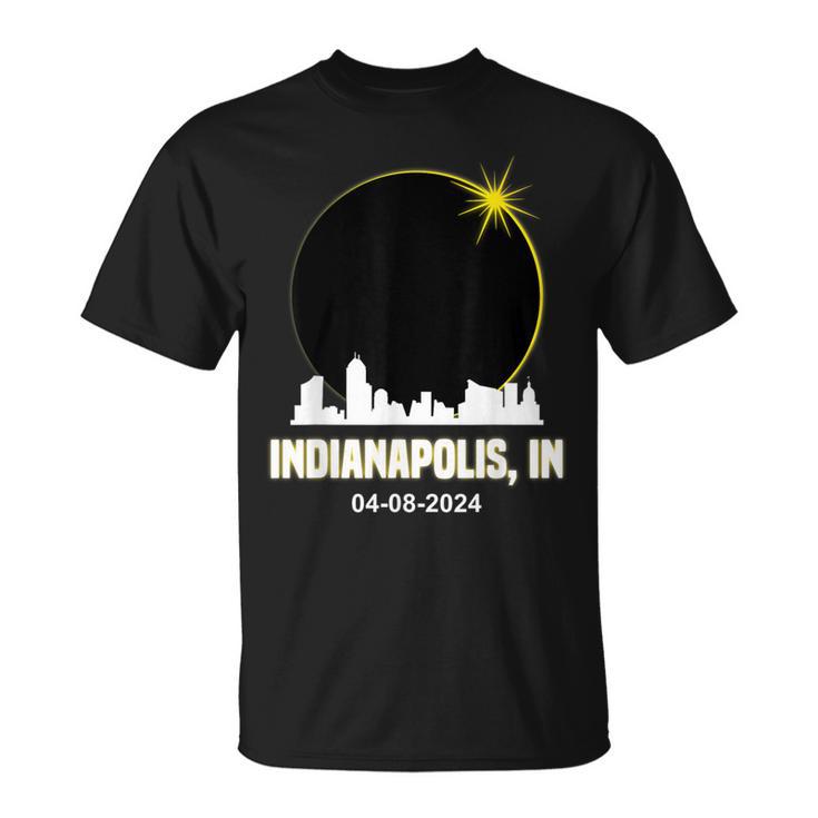 Solar Eclipse 2024 Indianapolis Skyline Indiana Eclipse T-Shirt