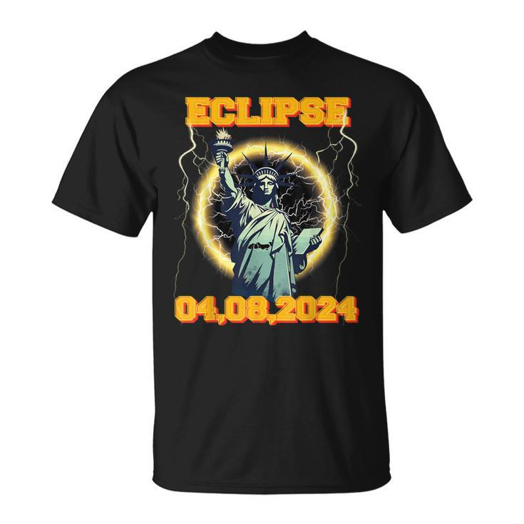Solar Eclipse 2024 New York Statue Of Liberty Vantage T-Shirt