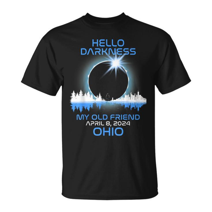 Solar Eclipse 2024 Ohio Hello Darkness My Old Friend T-Shirt