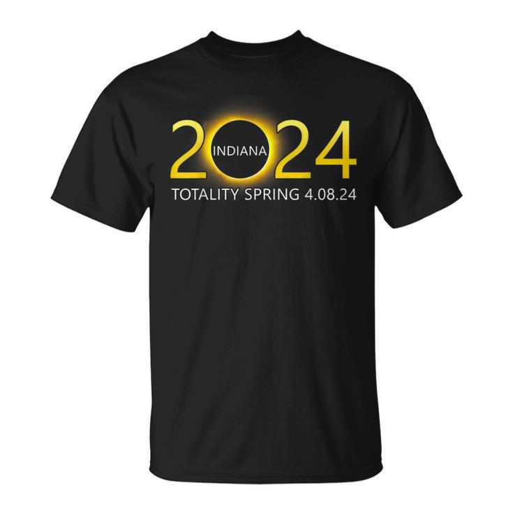 Solar Eclipse 2024 Party Indiana Totality Total Usa Map T-Shirt