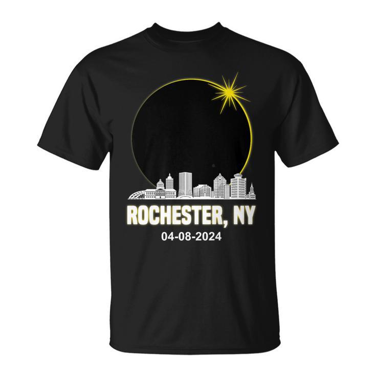 Solar Eclipse 2024 Rochester Skyline New York Solar Eclipse T-Shirt