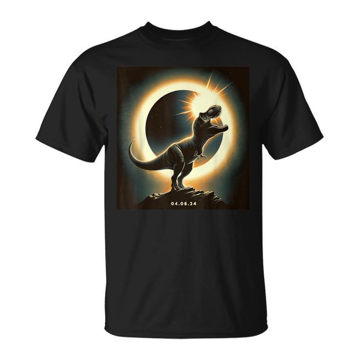 Solar Eclipse 2024 T-Rex Dinosaur April 8 2024 Total Eclipse T-Shirt